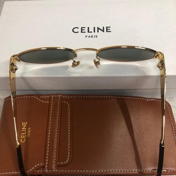 Celine Triomphe Metal Sunglasses in Metal Gold / Green - Picture 3 of 7